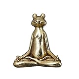 Casablanca - Skulptur, Figur - Frosch - Yoga - Magnesia - antikfinish - goldfarben - 34x31x16