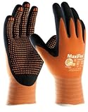 ATG 42-848/09 MaxiFlex Endurance Handschuh mit AD-APT Technologie, Strickbund, Beschichtete Handinnenfläche, 1.0mm Handflächendicke, 23cm Länge, Schwarz/Orange, Größe 09