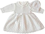 deine-Brautmode Taufkleid Strickkleid Festkleid Mädchen Babykleid Baby Taufe gestricktes Kleid, Emilia 74