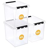 SmartStore ﻿aufbewahrungsbox mit deckel, 52 l, 3er-Pack, verstärkt, groß, transparent, für Lebensmittel geeignet, mit Clipverschluss, stapelbar, BPA-freies Plastik, 50 x 39 x 41 cm (L x B x H)