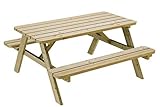 PLATAN ROOM Picknick Sitzgruppe aus Holz Tisch Bank Kiefernholz massiv 35 mm Bierbank stabil und robust (150 cm)