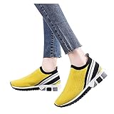 koperras Mode Casual Sportschuhe Atmungsaktive Mesh Slip-On Walking Trekking Workout Wandern Straßenlaufschuhe Leichte Freizeitschuhe Outdoor Rutschfeste Sneaker Turnschuhe Gelb Rot 37-43