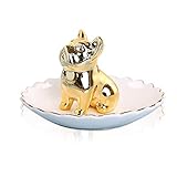 Lependor Hund Keramik Schmuck Tablett Ringhalter Trinket Dish Halskette Ohrringe Ringe Schmuck Organizer Display Schmuck Schmuckhalter Home Decoration - Gold Bulldog