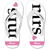 Palupas Personalisiertes Hochzeitsgeschenk, selbst gestalten mit Namen – Mrs. Flip Flops für die Braut, individuell Bedruckt inkl. GRATIS Schuhb