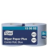 Tork 130052 Starke Mehrzweck Papiertücher für W1/W2 Systeme / 2-lagiges saugfähiges Papier in Blau / 2 x 255