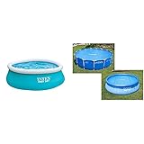 Intex Easy Set Pool - Aufstellpool - Für Kinder, 183cm x 183cm x 51cm & Solar Cover Pool - Solarabdeckplane - Ø 244 cm - Für Easy S