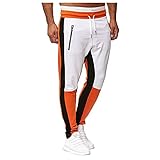 Jogginghose Herren Lange – Jogger Männer Farbblock Sporthose Baumwolle Slim Fit Hose mit Reißverschluss Taschen Freizeithose Atmungsaktive Sweatpants für Jogger Sport Training Trousers Track