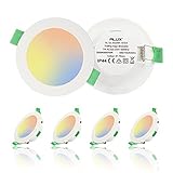 LED Einbaustrahler Flach Dimmbar 230V IP44 7W Einbauleuchten, Warmweiß Neutralweiß Kaltweiß Mini Slim Rund Decken Spot Led Einbautiefe 30mm, 6er set Deckenstrahler für Badezimmer Küche W