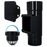 BRYZA® Fallrohrfilter Ø DN 110 mm Schwarz Reinigungsrohr mit Sieb | Regenrohfilter Mit Laubfang