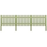 Susany Gartenzaun Lattenzaun-Set Mit 3 Zaunelemente 4 Pfosten,Zaun-Set Friesenzaun Holzzaun Holzlattenzaun-Set Zaun 5,1 m Pfosten-Größe:10 x 170 cm,Kiefernholz, grün imprägniert,Verrottung