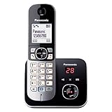 Panasonic KX-TG6821GB DECT Schnurlostelefon mit Anrufbeantworter (strahlungsarm, Eco-Modus, GAP Telefon, Festnetz, Anrufsperre) schw