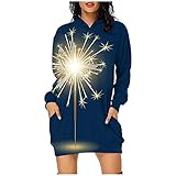 GFGHH Weihnachtskleid Damen Hoodie Langarm Sweatshirts Lässig Pullover Kleid Herbst Winter Kapuzenpullover Elegant Minikleid Knielang Blusenkleid Jumper Festliche Geschenk Xmas Partykleid F