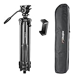 Walimex pro Advanced 173 SH – leichtes und stabiles Video Stativ mit Fluidkopf, Höhe 173 cm, inkl. Tragetasche und Smartphone Halter, ideal zum Filmen mit DSLR Kamera und Handy