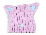 Turban Handtuch Nette Katze Mikrofaser Haar-Trocknung Handtuch Badkappe Starke Absorptionstrocknung langes weiches spezielles trockenes Haarkappenhandtuch mit Korallens-Samt Haare Trockene Kapp