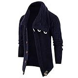 LZJDS Große Revers-Pullover-Jacke Herren Dicke Knopf-Strickjacke Schlankheits-Muskel Herren Strickpullover Dicker Pullover,Navy Blue,M