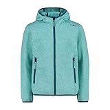 CMP Mädchen Knit Tech mélange Fleece Jacket with Hood Fleecejacke, Wasser-Weiß, 152