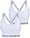 NICOLETTA 2er Pack Damen Sport BH Bustier Bra Push UP ohne Bügel Yoga Trägertop - 36-38 W