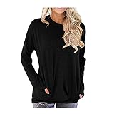 Pullover Damen Winter lang Shirt Fitness Oberteile Herren t Shirt Print Oberteile Damen schwarz Damenpullover Langarm Baumwolle Tshirt Damen Kurzarm Herbstjacken für D