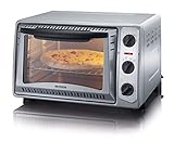 SEVERIN Back- und Toastofen, mobiler Backofen für Pizza, Aufläufe, Kuchen, Brötchen etc., Toaster Ofen mit 1.500 W und Temperaturen von 100 bis 230 °C, silber, TO 2045