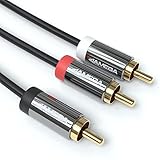 JAMEGA – 1m Cinch Audio Y-Kabel | Cinch RCA Digitales Koaxialkabel |24K vergoldete Stecker 1 Cinch zu 2 Cinch | Audio Kabel für Verstärker, Subwoofer, HiFi-Anlagen, Stereoanlagen, Heimkino UVM