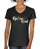 Comedy Shirts - Küstenkind - Damen V-Neck T-Shirt - Schwarz/Hellbraun-Beige Gr. L