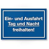 Komma Security Ein- und Ausfahrt Tag- und Nacht Freihalten Kunststoff Schild 30 x 20 cm Hinweisschild Einfahrt - auch gegenüber Parken verboten - Parkverbot Halteverb