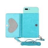Miagon Halskette Hülle für iPhone 7 Plus/8 Plus,Verstellbar PU Leder Brieftasche Handykette Schultergurt Silikon Handyhülle mit Band und Kartenhalter Kordel zum Umhängen,B