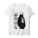 WWZY Unisex Sommer Kurzarm Anime Jujutsu Kaisen 3D Drucken Yuji Itadori Gojo Satoru Cosplay Kostüm Rundhals Atmungsaktiv Klassisches T-Shirt,S