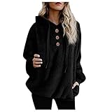 LIEIKIC Fleecepulli Damen Oversize: Fleecepullover mit Kapuze Plüschpullover Plüschpulli Fleece Hoodie Plüsch Kapuzenpullover Flauschig Teddy Fleece Kapuzenpulli Langarm Flausch Hoody Sw