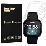 ivoler 6 Stück Schutzfolie Displayschutzfolie für Fitbit Sense/Fitbit Versa 3 Smartwatch, 3D Vollständige Abdeckung [Wet Applied] [Anti-Kratz] [Blasenfrei] HD TPU Weich F