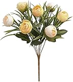 Künstliche Blumen für Wohnkultur ，Künstliche Blumendekorationen Schöner gefälschter Blumenstrauß Teerose Ornamente Wohnkultur - Gelb Sukkulenten Eingemacht/L