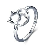 BGTY Damen Ring Katze 925 Sterling Silber verstellbar ohne Stein Kommt in Eleganten Geschenk-Box