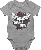 Shirtracer Statement Sprüche Baby - Ihr werdet Oma und Opa - 1/3 Monate - Grau meliert - Body oma und Opa - BZ10 - Baby Body Kurzarm für Jungen und M