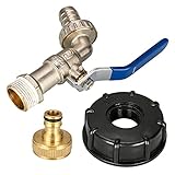 Scoutteemo IBC Tank Tap Adapter IBC Kugelauslaufhahn IBC Adapter, Wassertank Zubehör Adapter 3/4' Gartenschlauch Wasserhahn Wassertank Schlauchanschluss Ersatz Für IBC-Regenwassertank
