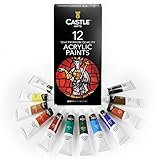 12pc Acrylfarbe Set für Anfänger, Studenten oder Künstler. Perfekte Mischung aus Qualität, Flexibilität und Vielseitigkeit. Kräftige Farben, gute Deckung auf Papier, Leinwand, Holz oder S
