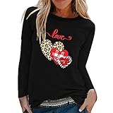 GFGHH Damen Sweatshirt- Damen Longshirt - Langarm Pullover -Damen Oberteil Rundhals Langarmshirts - Elegante Shirt Spaß beim Drucken Bluse Tunika Tops Valentinstag Freizeit Baseball T-S