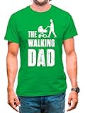 T-Shirt The Walking Dad T-Shirt Papa Geschenk Vatertag Vaterliebe Spruch Shirt The Walking Dad Papa Geschenkideen Mann Kinderwagen (Grün, M)