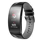 NotoCity Armband für Samsung Gear Fit 2 /Gear Fit 2 Pro, Quick-Fit Silikon Ersatzarmbänd für Gear Fit 2 SM-R360/Fit 2 Pro SM-R365,Schwarz-G