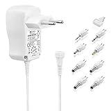 conecto Universal Stecker Netzteil (3V-12V Drehschalter, energiesparend und umweltfreundlich für eine stabilisierte Stromversorgung von Elektrokleingeräten) mit 8 Adaptern, max. 600