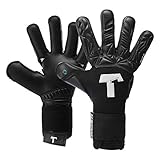 T1TAN Alien Black-Out Torwarthandschuhe für Erwachsene, Fußballhandschuhe Herren Innennaht und 4mm Profi Grip - Gr. 10
