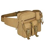 TRIWONDER Taktische Gürteltasche mit Flaschenhalter, Multifunctional Hüfttaschen Militär Bauchtasche für Outdoor Laufen Wandern Radfahren Camping Klettern (01 Khaki)