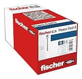 fischer 100 x Spanplattenschraube Power-Fast II 4,0X20, Senkkopf mit Kreuzschlitz Vollgewinde galvanisch verzinkt, blau passiviert (Art-Nr. 670185)