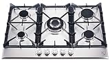 K&H® 5 Zonen Edelstahl Gaskochfeld 76cm Wok Brenner Erdgas 5Z-KHSSW