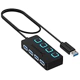 Sabrent 4-Port USB 3.0 Datenhub Hub mit einzelnen Power Schalter und LEDs Geeignet für MacBook, Mac Pro/Mini, iMac, Surface Pro, PS4/PS5, XPS, Notebook PC, USB Flash Drives, Mobile HDD (HB-UM43)