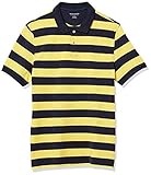 Amazon Essentials Slim-fit Striped Cotton Pique Poloshirt, Gelb/Marineblau gestreift., L