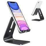 OMOTON Handy Ständer, Aluminium Handy Halter für Video/Büro, Tisch Handy Halterung kompatibel mit iPhone 13/13 pro/12/12 pro/Xs/Max/Xr/SE/8/7, alle 3.5-11 Zoll Android-Smartphones und Switch, Schw