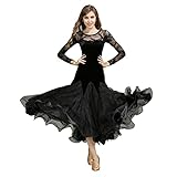 Ballsaal Leistung Tanzkleider Walzerrock übungskostüm Spitzenkleid Rock für Modernen Tanz Plissee Schaukel Moderne Lyrisch Tango Glatte Kleider Großem Swingrock (Black,M)