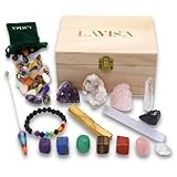 LAVISA Essential Box Heilkristalle set - amethyst druse - 7 chakra steine - Geode - Edelstein Pendel - Palo santo - Selenit Stab - Naturstein Armb