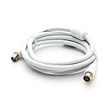 PremiumX 3m Basic-LINE TV Antennenkabel IEC-Anschlusskabel Koaxial-Kabel mit Mantelstromfilter HDTV 4K - Weiß (2,30EUR/M)