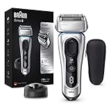 Braun Series 8 Rasierer Herren mit 3+1 Scherkopf, Elektrorasierer & Trimmer für Präzision, Ladestation, Li-Ionen-Akku 60 min, Wet & Dry, 8350s, silb